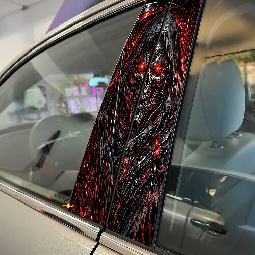 Cyber Reaper Skull Pillar Doors Vinyl Decal Sticker 1