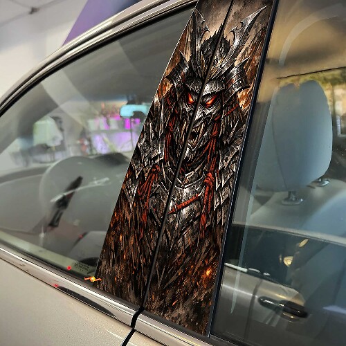 Samurai Mask with Sharp Armour Pillar Doors Vinyl Decal Sticker