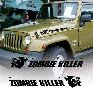 Pair hood zombie killer bullet JEEP WRANGLER RUBICON DODGE TRUCK FJ CRUISER decal sticker vinyl 1