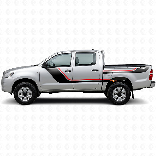 Kit de calcomanías de vinilo con rayas gemelas para puertas y laterales traseros para Toyota Hilux 2004-2015 1