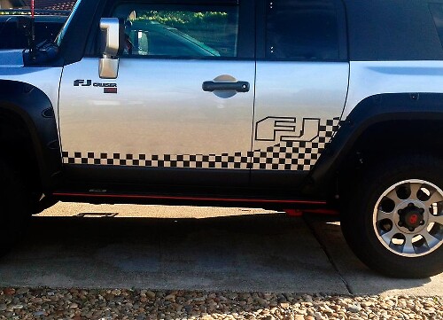 Toyota FJ Cruiser side Door checkered stripes vinyl Decal Sticker
