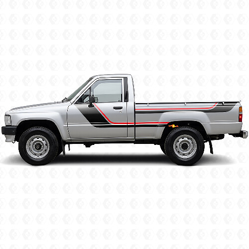 Kit de vinilo con franjas gemelas para puertas y laterales traseros para Toyota Hilux 1983-1988 1