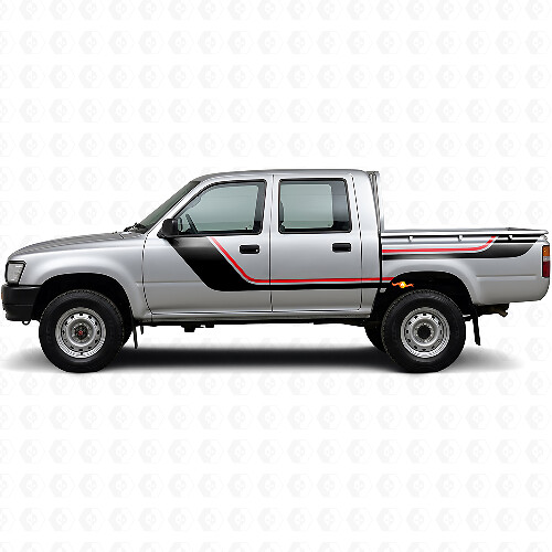 Kit de vinilo con franjas gemelas para puertas y laterales traseros para Toyota Hilux 1988-1997 1