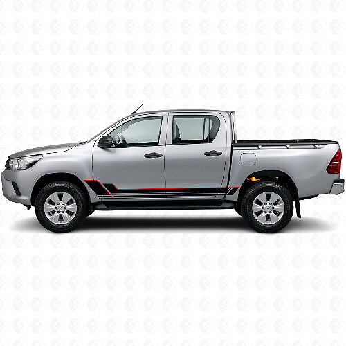 Kit de vinilos decorativos de paneles laterales con rayas gemelas para Toyota Hilux 2015+ 1