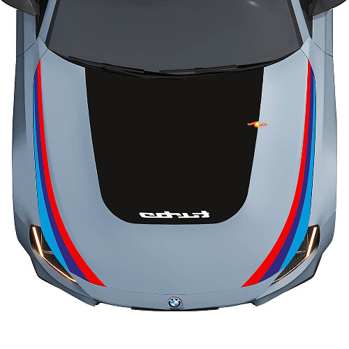 Blackout Turbo and M Performance Stripes Bonnet Vinyl Decal for BMW M2 G87