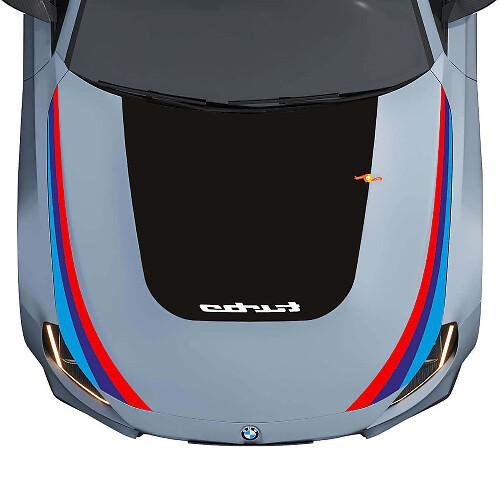 Blackout Turbo and M Performance Stripes Hood Vinyl Decal for BMW M2 G87