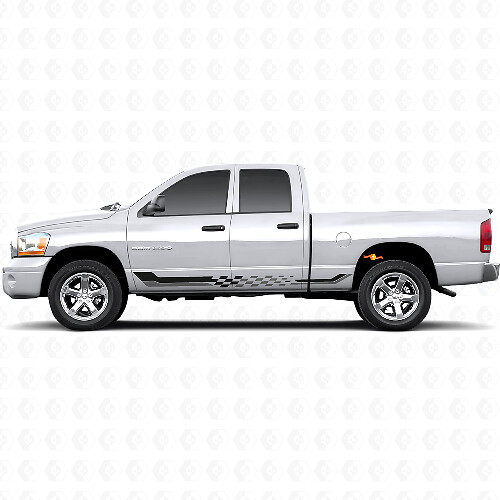 Vinyl Decal with Checkered Flag Side Stripes for Dodge Ram 1500 2002-2008 1