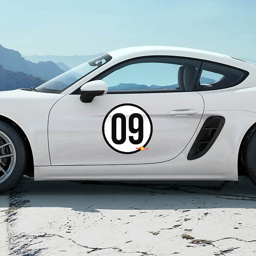 Heritage Style Door Number Roundel Vinyl Decal for Porsche 718 Cayman