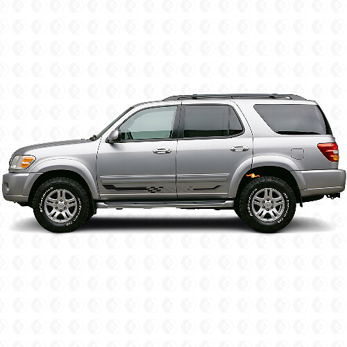 Checkered Flag Side Stripes Vinyl Decal for Toyota Sequoia 2000-2007_1