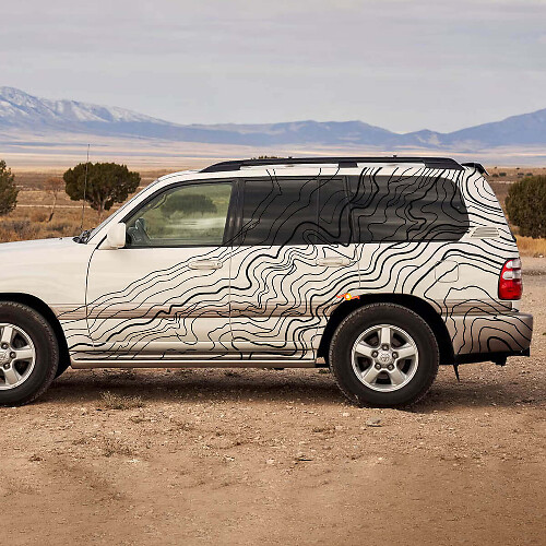 Topographic Style Side Stripes Vinyl Decal for Toyota Land Cruiser 100