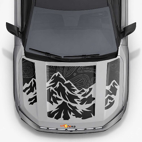 Mountain Topographic Style Bonnet Stripes Vinyl Decal for Jeep Compass 2026 1