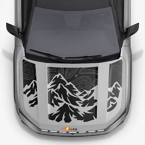 Mountain Topographic Style Hood Stripes Vinyl Decal for Jeep Compass 2026