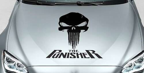 PUNISHER skull & words blood hood side vinyl decal sticker for car track suv
