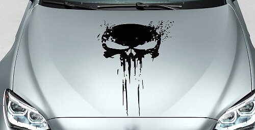 PUNISHER skull Distressed blood hood side vinyl decal sticker for car track suv #33