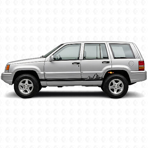 Mountains Thin Stripes Side Vinyl Decal for Jeep Grand Cherokee 1993-1998_1