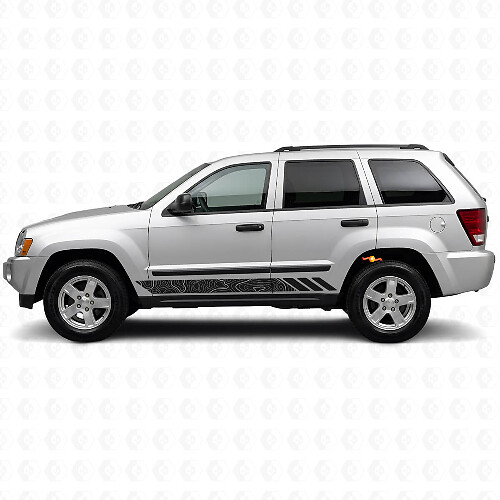 Topographic Style Stripes Side Vinyl Decal for Jeep Grand Cherokee 2005-2010_1