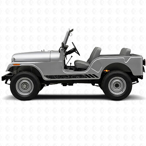 Topographic Style Stripes Side Vinyl Decal for Jeep CJ-5 1955-1983_1