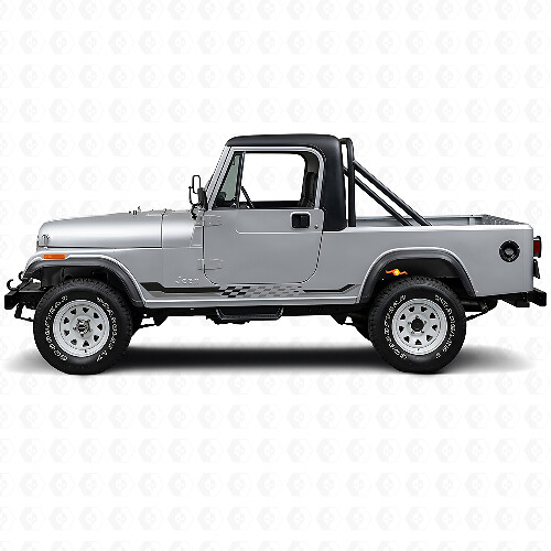 Checkered Flag Side Stripes Vinyl Decal for Jeep CJ-8 Scrambler 1981-1986_1