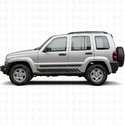 Topographic Style Stripes Side Vinyl Decal for Jeep Liberty 2002-2012