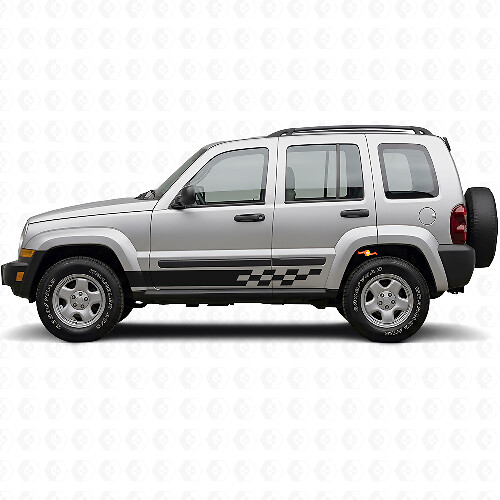 Checkered Stripes Side Vinyl Decal for Jeep Liberty 2002-2012_1
