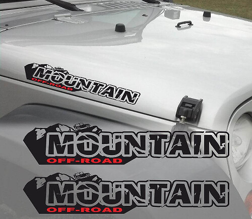 Mountain Off-Road Hood Vinyl Decal Set for Jeep Wrangler