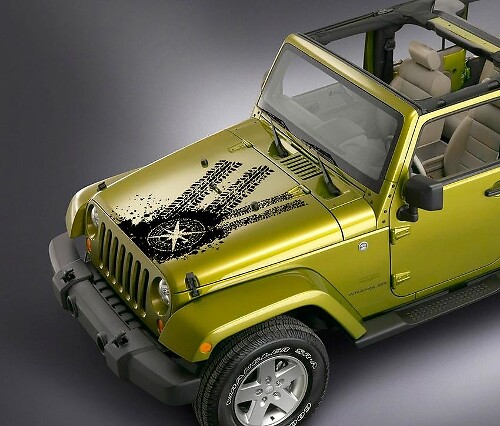 jeep wrangler compass tire tracks hood decal sticker