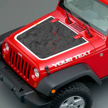Topographic Map & Custom Text Hood Vinyl Decal for Jeep Wrangler _2