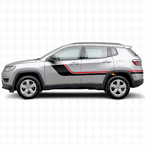 Twin Stripes Side Vinyl Decal for Jeep Compass 2016+_1