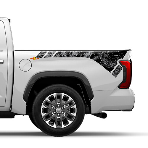 Topographic Style Rear Side Vinil Decal For Toyota Tundra 2022+