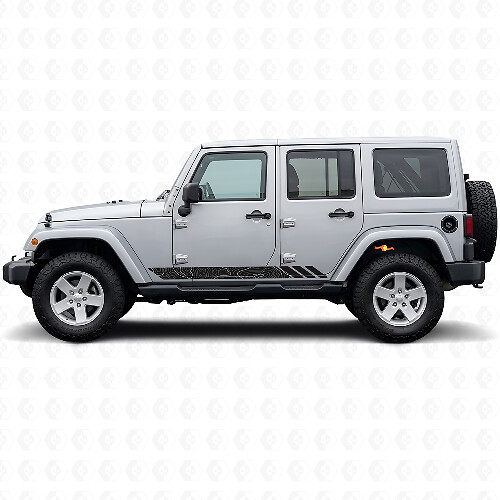 Topographic Style Stripes Side Vinyl Decal for Jeep Wrangler JK 2007-2018_1