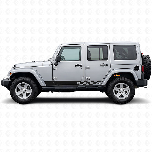 Checkered Stripes Side Vinyl Decal for Jeep Wrangler JK 2007-2018_1