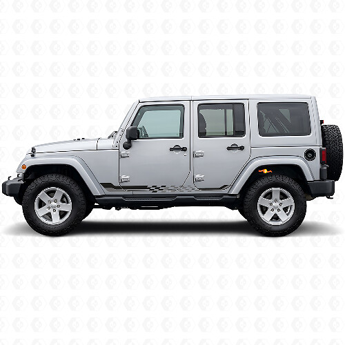 Checkered Flag Side Stripes Vinyl Decal for Jeep Wrangler JK 2007-2018_1
