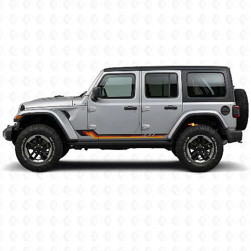 Vintage Style Side Stripes Vinyl Decal for Jeep Wrangler JL 2018+_1