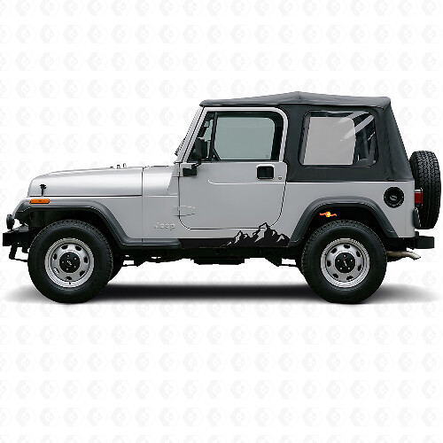 Mountains Thin Stripes Side Vinyl Decal for Jeep Wrangler YJ 1987-1995_1