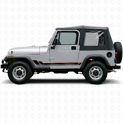 Twin Stripes Rocker Panel Vinyl Decal for Jeep Wrangler YJ 1987-1995_1