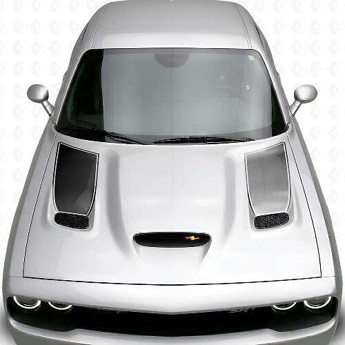Blackout Outline Stripe Hood Vent Insert Vinyl Decal Kit for Dodge Challenger 2015+_1