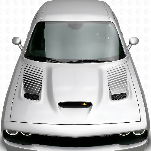 Thinning Striped Hood Vent Insert Vinyl Decal Kit for Dodge Challenger 2015+_1