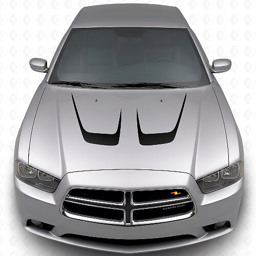 Double Curved Hood Stripes Vinyl Decal Kit for Dodge Charger 2011-2014_1