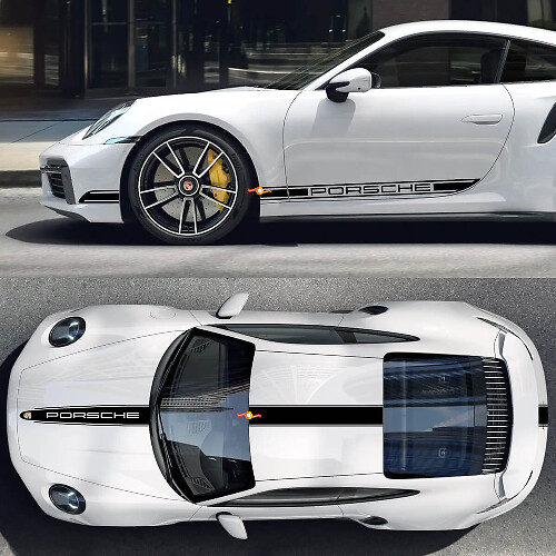 Porsche Style Stripes Full Kit Vinyl Decal For Porsche 911 Turbo S3_1