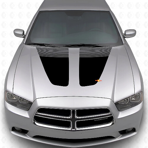 Double Hood Stripes Vinyl Decals For Dodge Charger 2011-2014_1