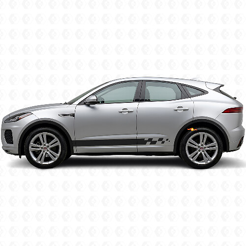 Checkered Side Stripes Vinyl Decal Kit For Jaguar E-Pace 2017-2022_1