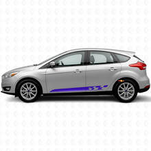 Checkered Side Stripes Vinyl Decal Kit For Musclecar Focus 2014-2018_2