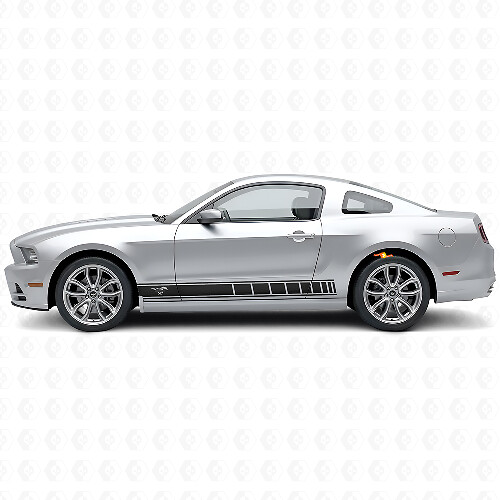 Horse Logo Rocker Panel Stripes Vinyl Decal Kit for Musclecar Musclecarmodel 2010-2014_1