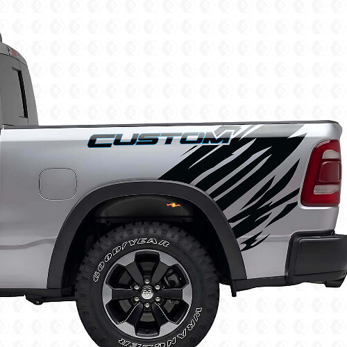 Custom Outline Grunge Style Rear Side Vinyl Decal Kit for Dodge Ram_1