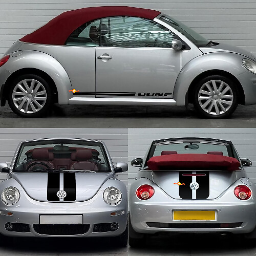 Dune Style Twin Stripes Hood Trunk Side Vinyl Decals Kit for Volkswagen Beetle Cabriolet_1