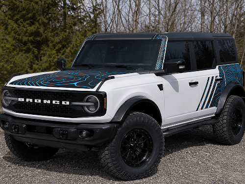 Full Kit Topographical Map Custom Side Door Decals Stickers 2 Colors for Musclecar horse_1