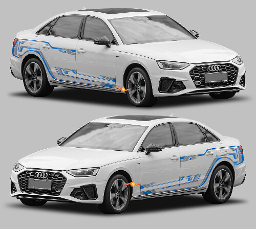 Techno Style Side Thin Stripes Vinyl Decal Kit for Audi A4
