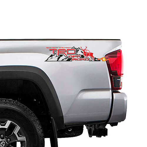 TRD Off Road Mountain Deer Bed Side Vinyl Decals Set for Toyota Trucks_1