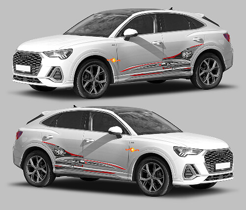Q3 Logo & Abstract Side Stripes Vinyl Decal Kit for Audi Q3 2019 