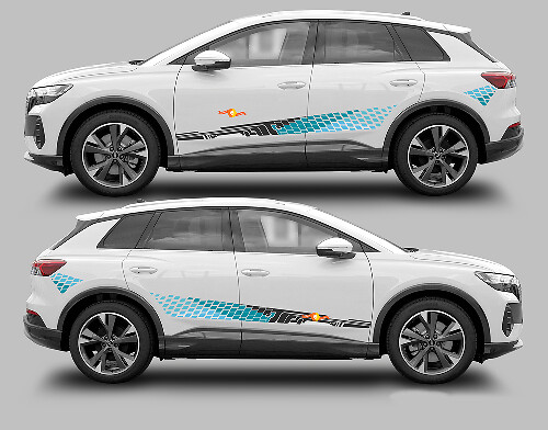 Checkered Side Stripes Vinyl Decal Kit for Audi Q4 E-Tron